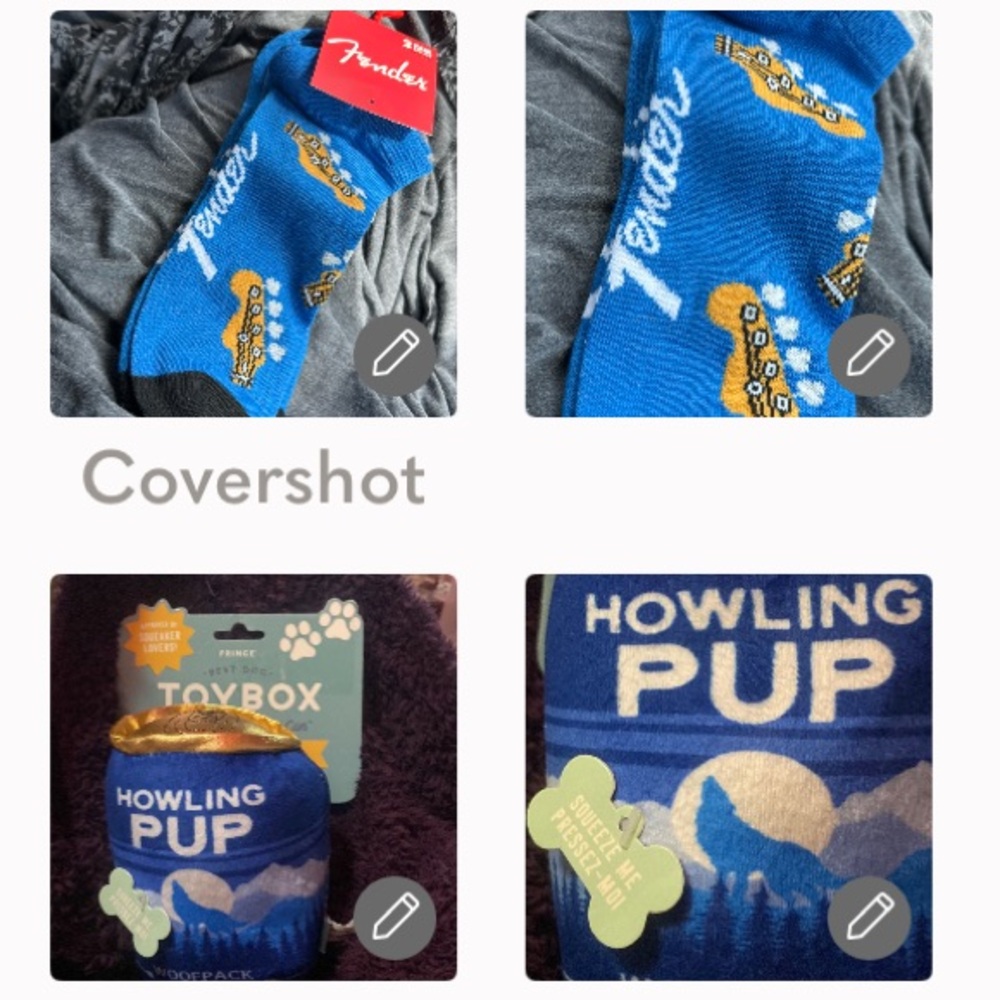 2 Pair=💙Fender Guitar socks🎸+Squeak🐺 toy